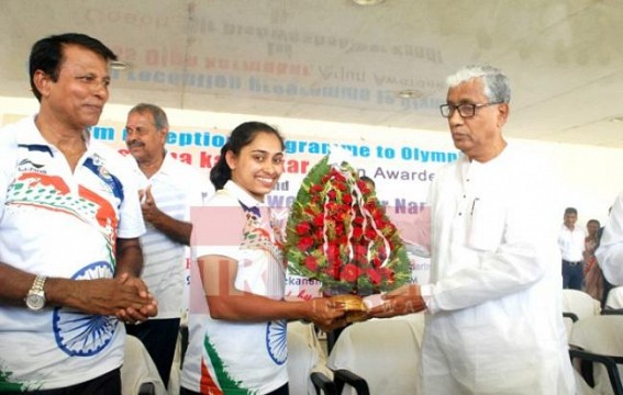 Telengana Govt. announced Rs. 50 lakhs for Dipa : Shameless Manik govt. advertized Dipa’s success via Party Campaigning ! Telengana Govt. announced Rs. 50 lakhs for Dipa : Shameless Manik govt. advertized Dipa’s success via Party Campaigning !